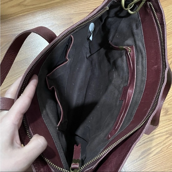 Madewell Brown Leather Top Handle Zipper Closure Satchel Shoulder Crossbody Bag - Picture 10 of 16